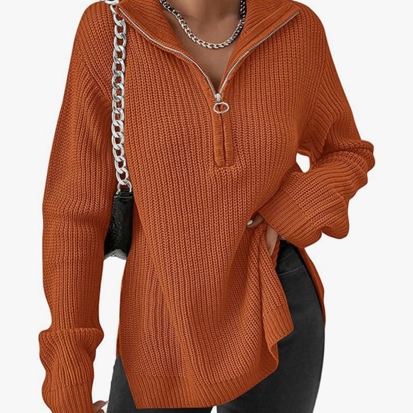Zeagoo Women's Sweaters Quarter Zip Pullover Long Oversized Knit Sweater-Medium - Picture 3 of 7